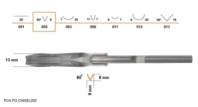 Dłuto V 60° 9x8 mm